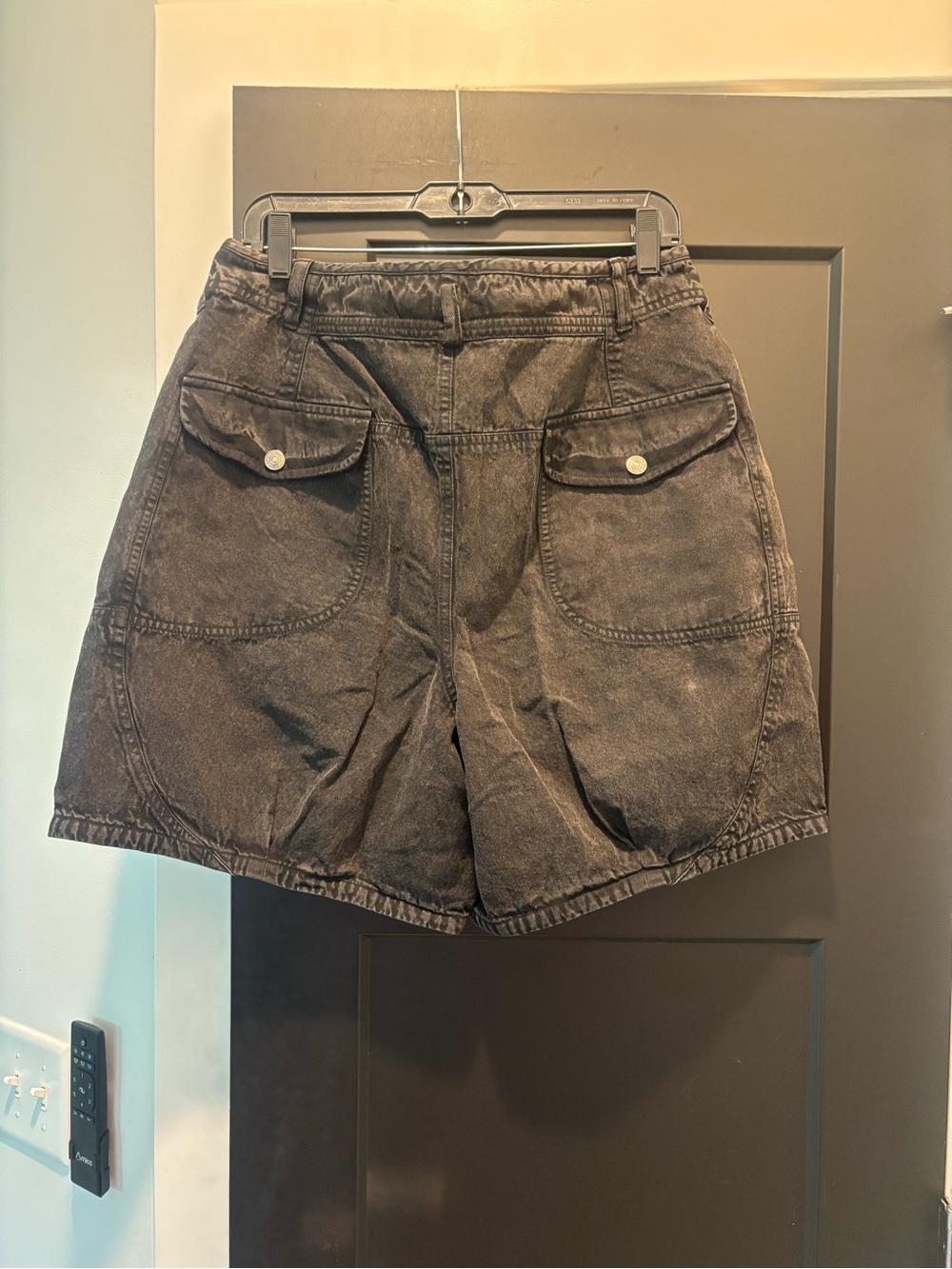 Free People Wild Rebel Barrel Shorts Black 14 NWT Wide Leg Denim Jean Short - Picture 7 of 11